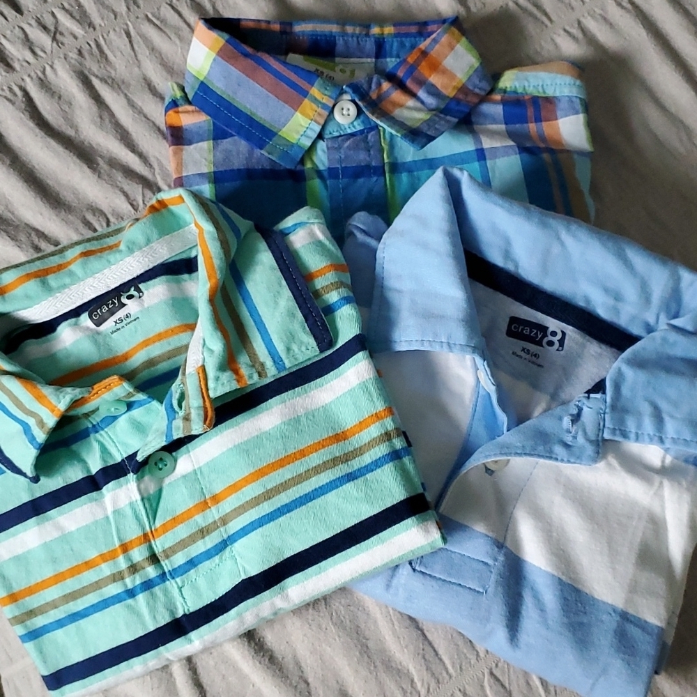 Lot of 3 - Crazy 8 Little Boys Shirt Sleeve Shirts